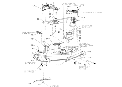 Deck Diagram and Parts List for XT1-LT50KH (13AQA1CQ009)(2016) Cub Cadet Lawn Tractor